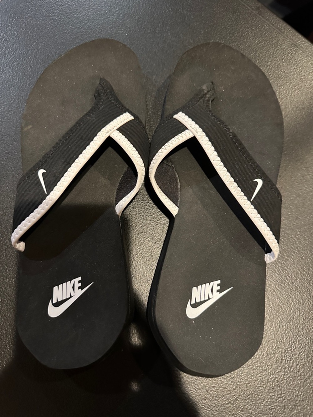 Nike Black and White Thong Sandals